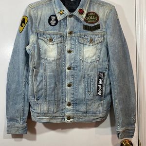 Diesel denim jacket. Unisex XS womens small. Patches.